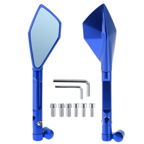 Unique Bargains Motorcycle Rear View Mirrors Side Rearview Mirror Adjustable Aluminum Alloy 1 Set Blue M8/M10 Prismatic Shape