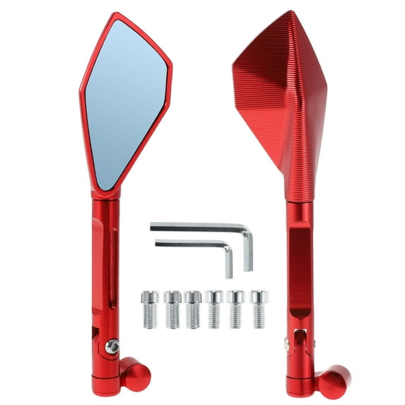 Unique Bargains Motorcycle Rear View Mirrors Side Rearview Mirror Adjustable Aluminum Alloy 1 Set Red M8/M10 Prismatic Shape