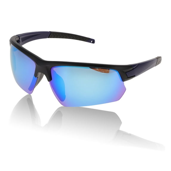 Unique Bargains Motorcycle Riding Goggles Anti-glare Tri-acetel Cellulose PC UV400 Cycling Sunglasses Blue Lens Black Blue Frame