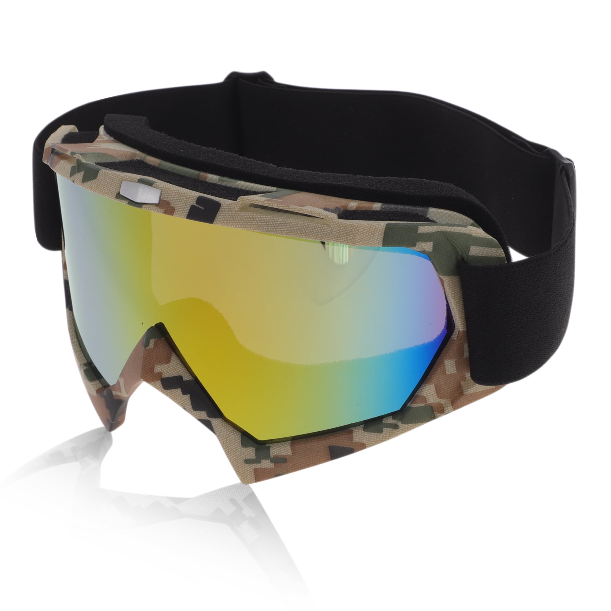 Unique Bargains Motorcycle Riding Goggles PC Cycling Sunglasses Colorful Lens Camouflage Frame