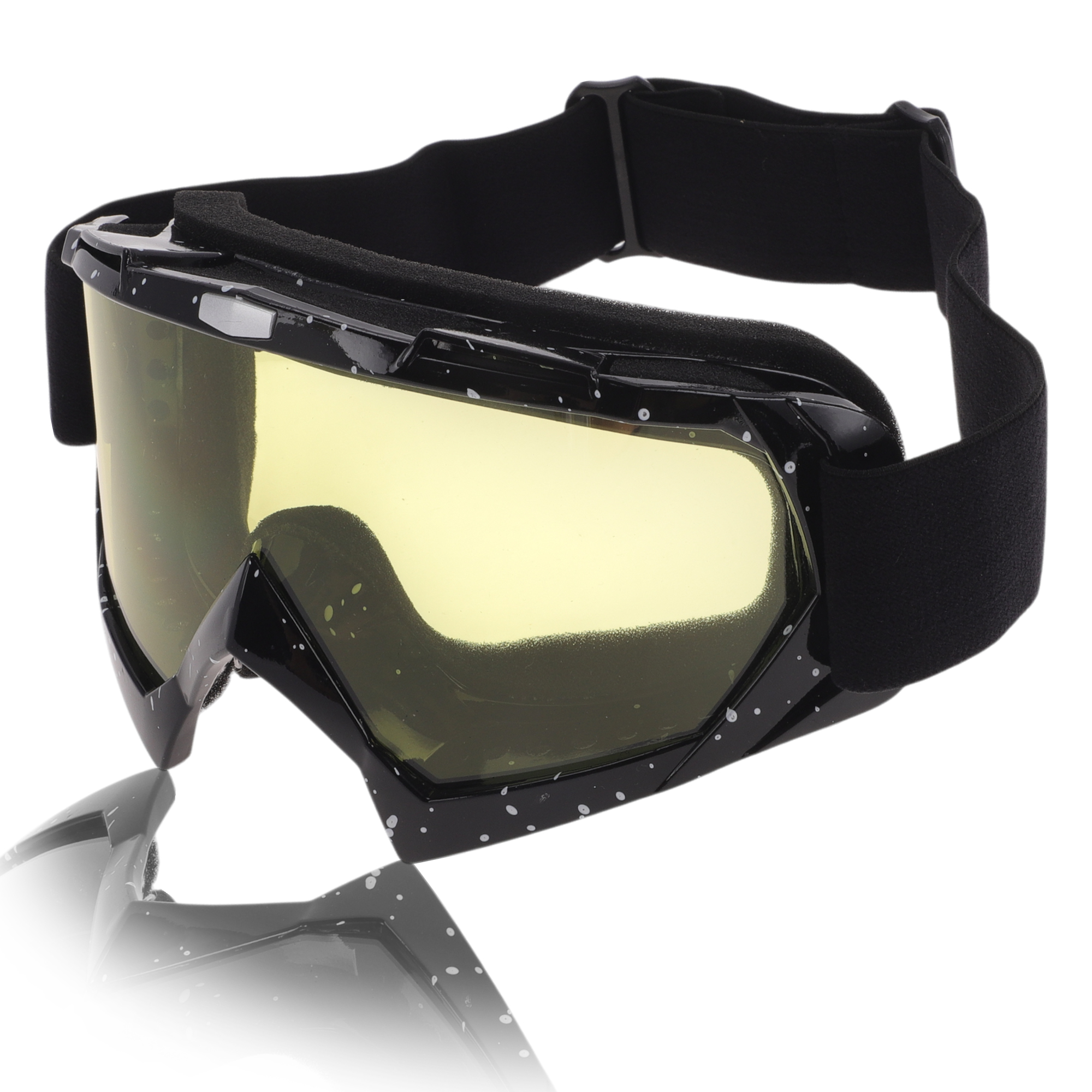 Unique Bargains Motorcycle Riding Goggles PC Cycling Sunglasses Yellow Lens Black White Frame