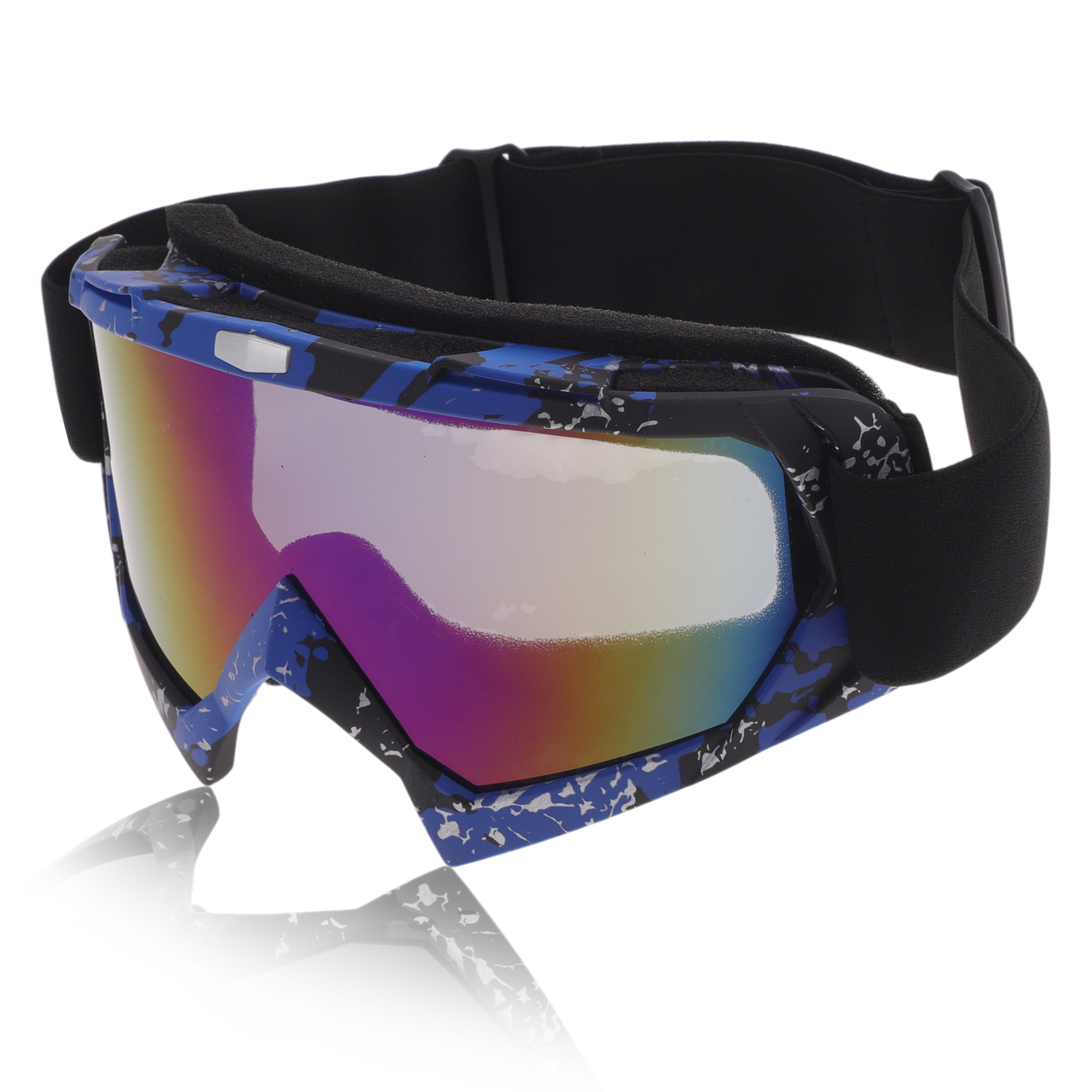 Unique Bargains Motorcycle Riding Goggles PC TPU Cycling Sunglasses Blue Purple Lens Blue Black Frame