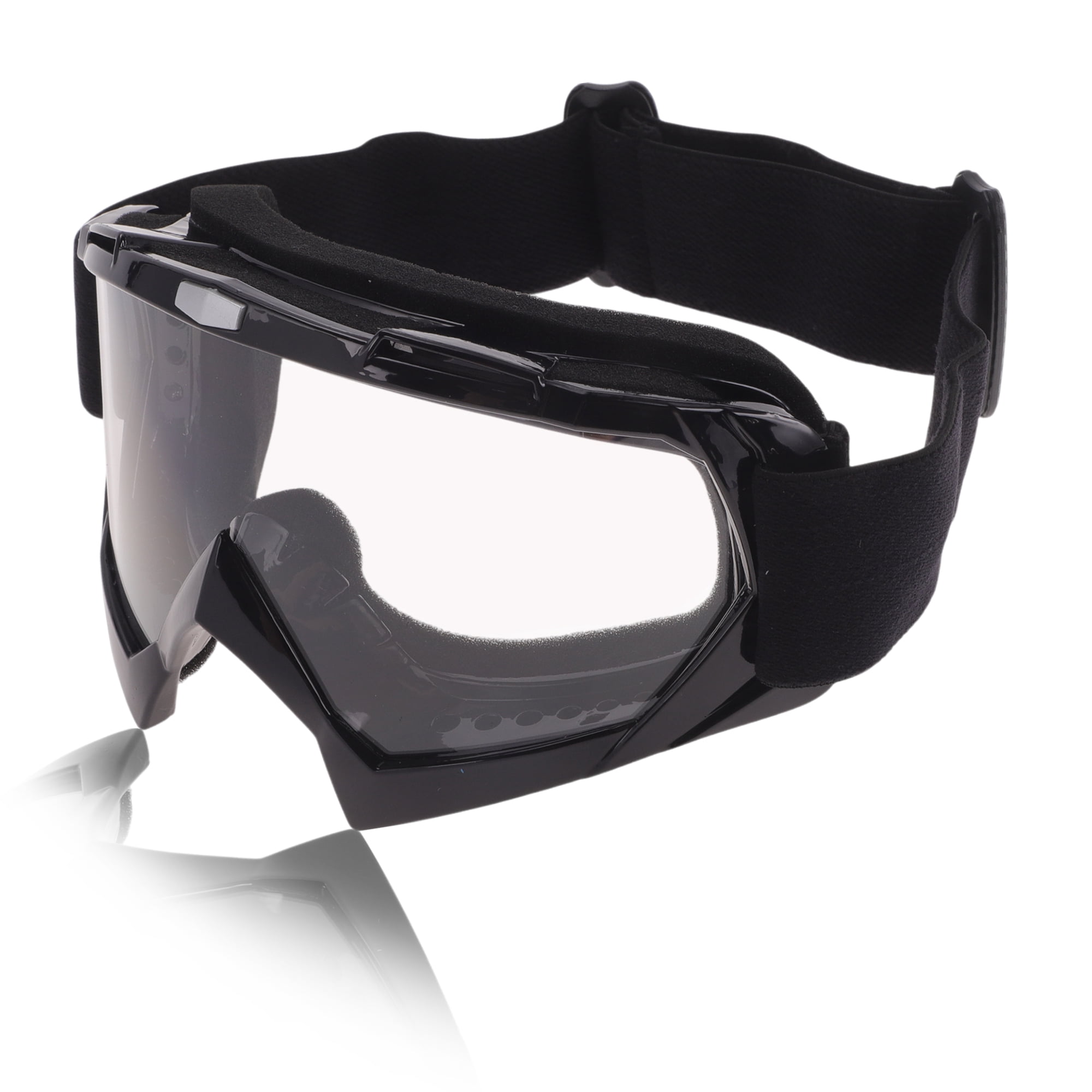 Unique Bargains Motorcycle Riding Goggles PC TPU Cycling Sunglasses Clear Lens Black Frame