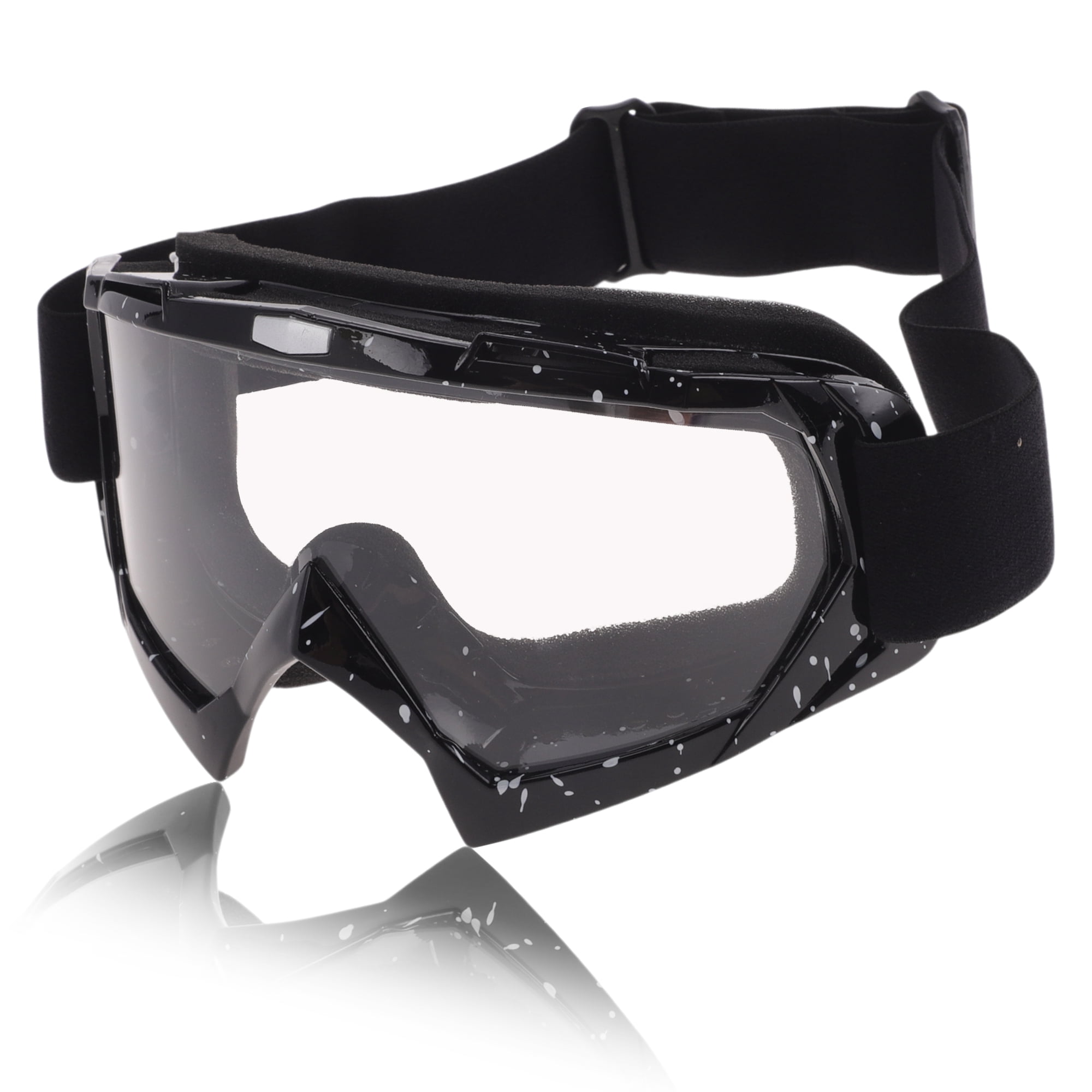 Unique Bargains Motorcycle Riding Goggles PC TPU Cycling Sunglasses Clear Lens Black White Frame