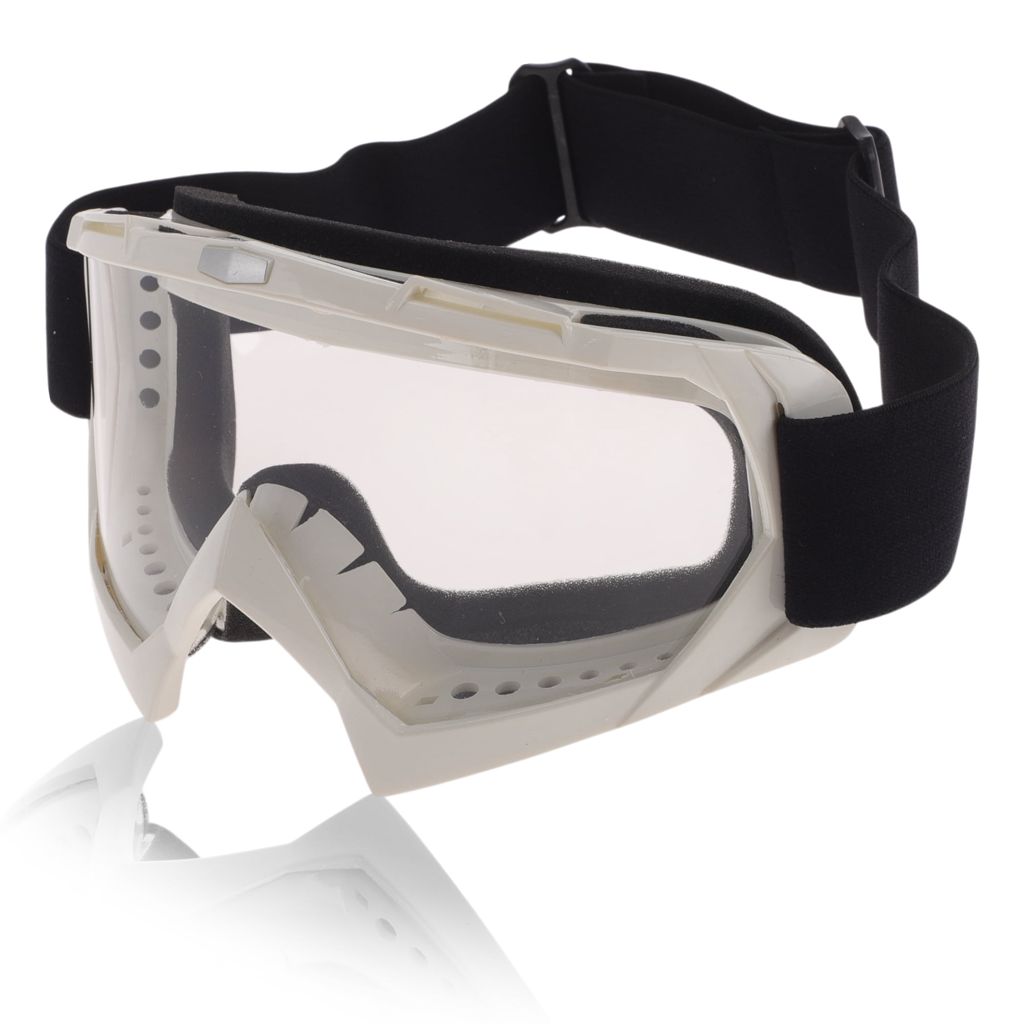 Unique Bargains Motorcycle Riding Goggles PC TPU Cycling Sunglasses Clear Lens White Frame