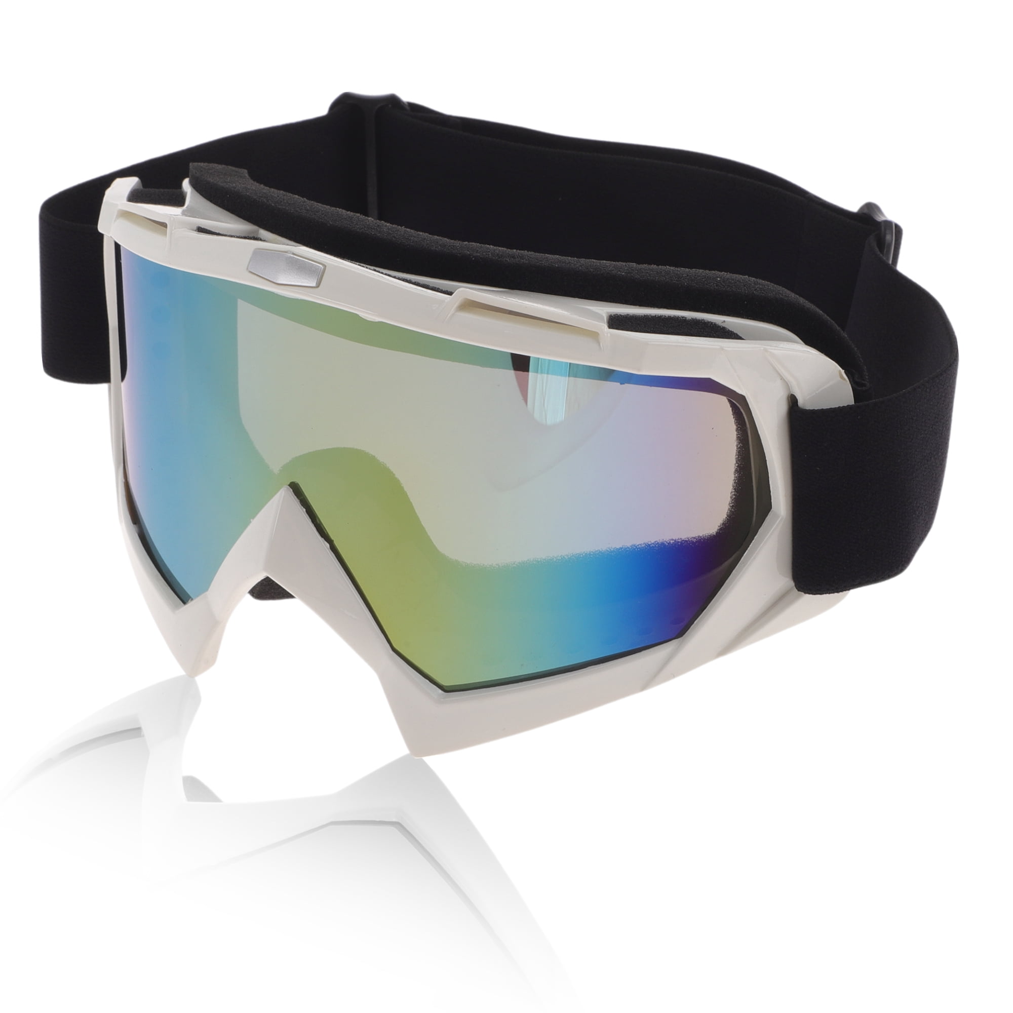Unique Bargains Motorcycle Riding Goggles PC TPU Cycling Sunglasses Colorful Lens White Frame
