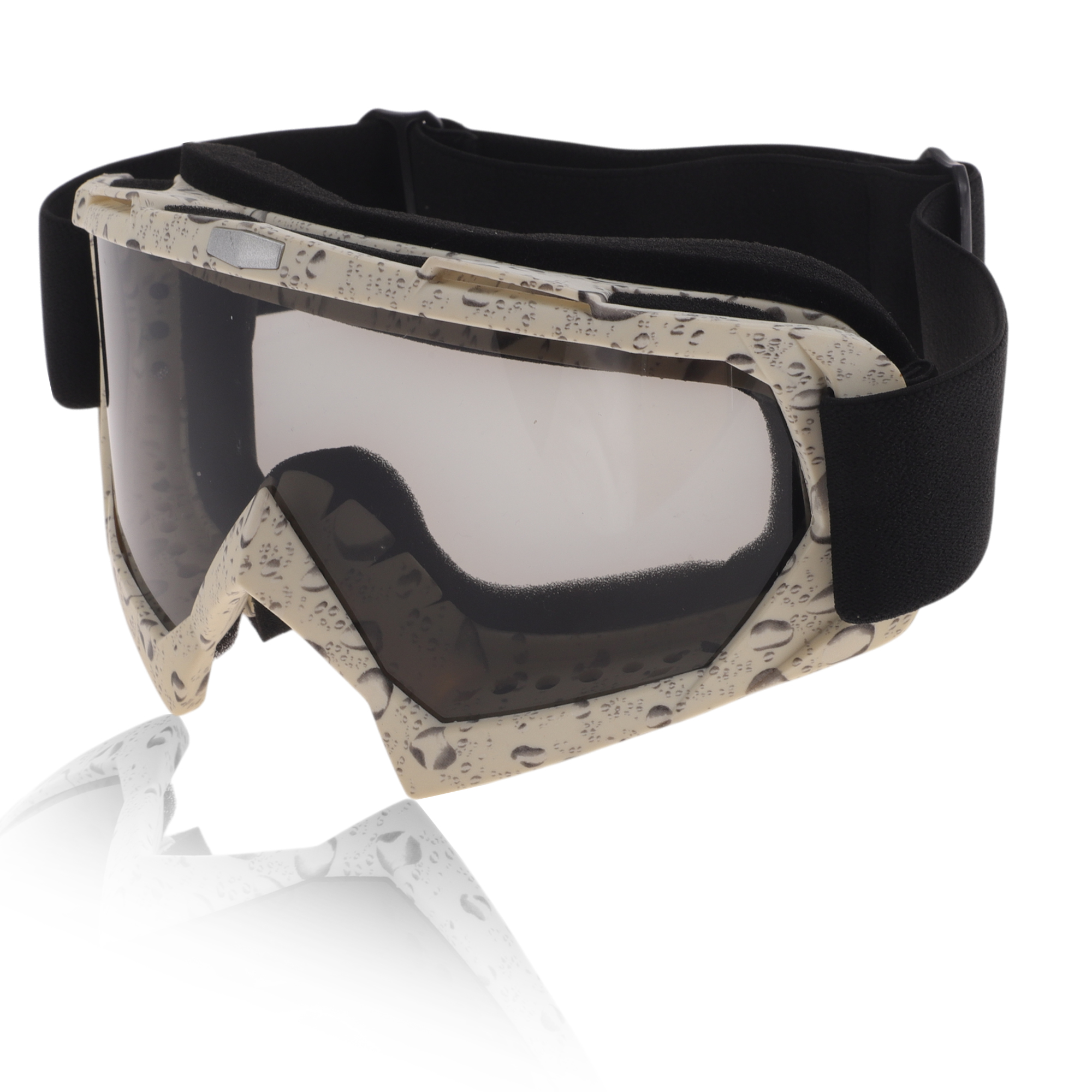 Unique Bargains Motorcycle Riding Goggles PC TPU Cycling Sunglasses Deep Gray Lens Beige Frame