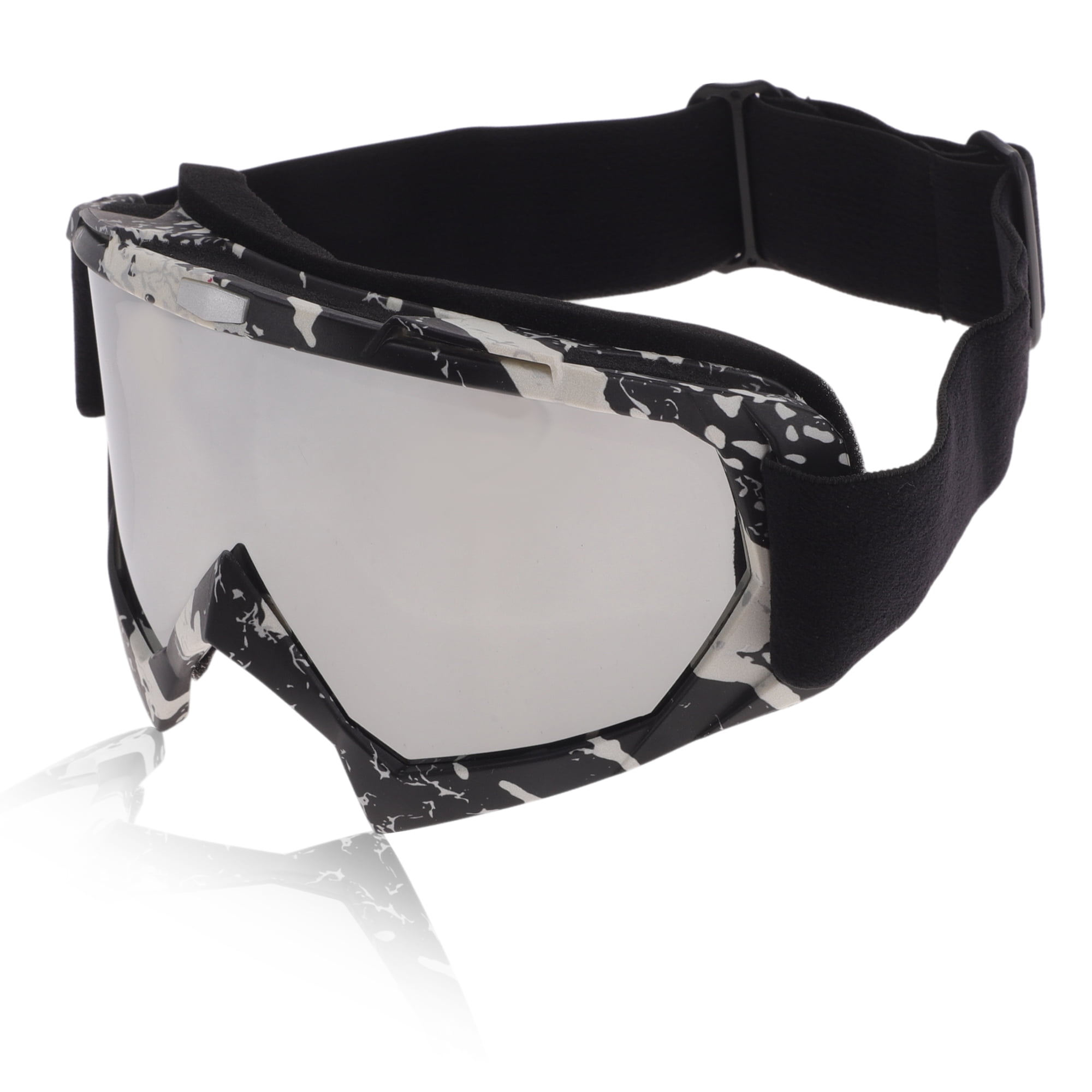 Unique Bargains Motorcycle Riding Goggles PC TPU Cycling Sunglasses Silver Tone Lens White Frame