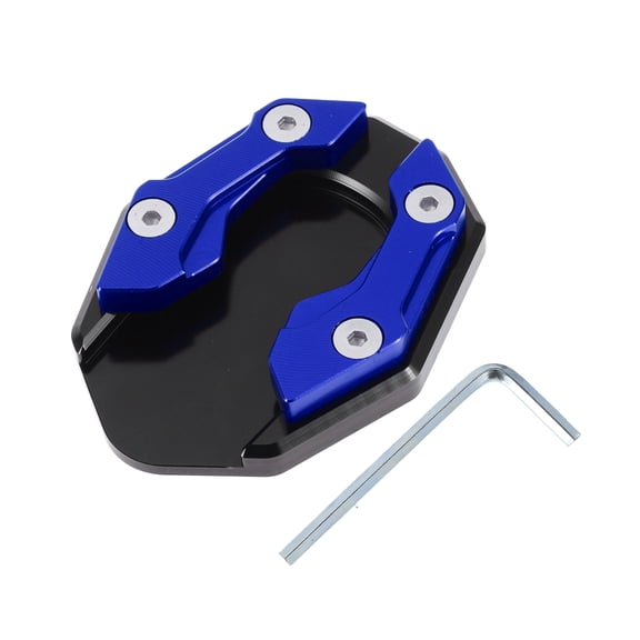 Unique Bargains Motorcycle Side Stand Plate Pad Motorbike Kickstand Pad with Wrench Aluminum Alloy Blue 1 Set