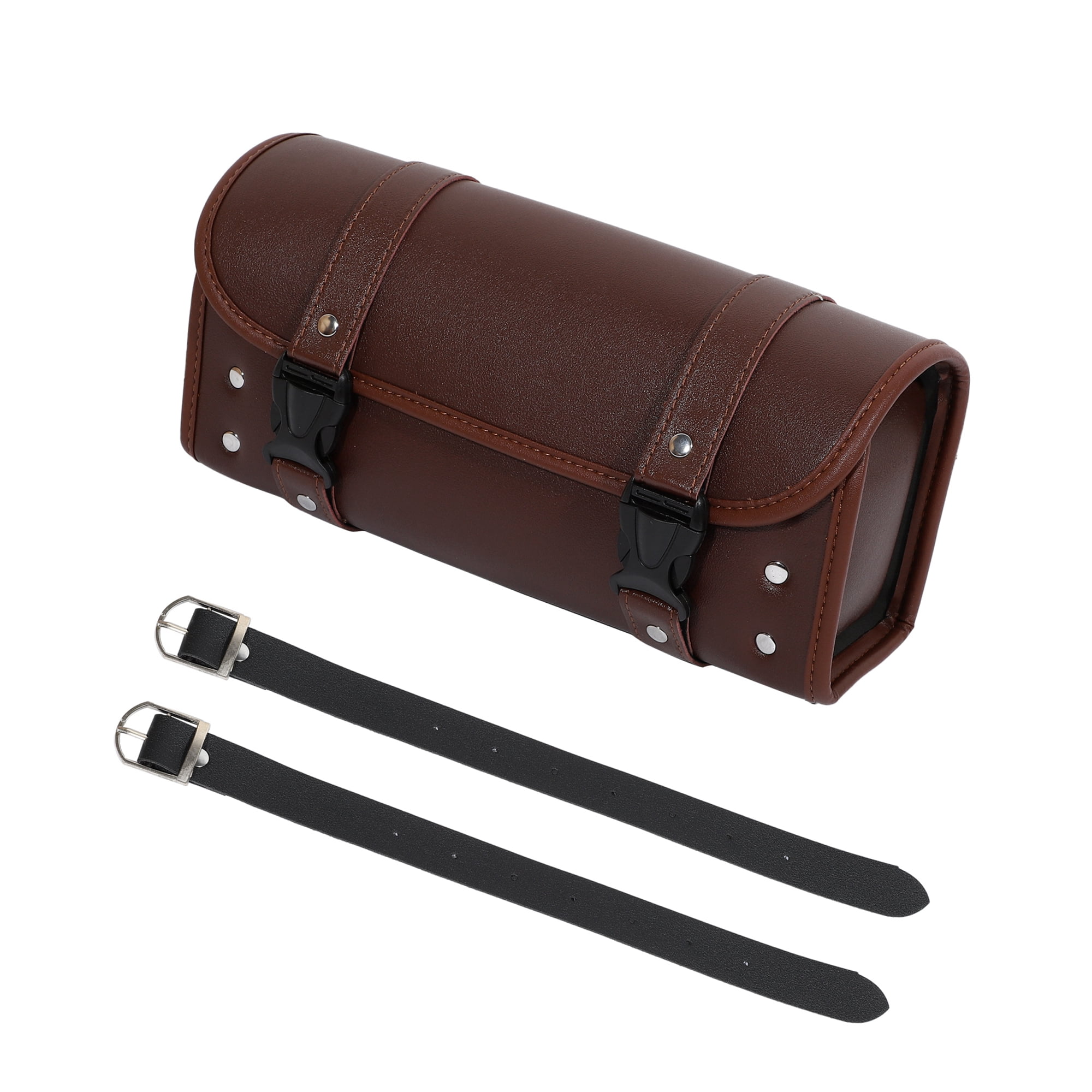 Unique Bargains Motorcycle Tool Bag Waterproof PU Leather Brown 11.81"x5.12"
