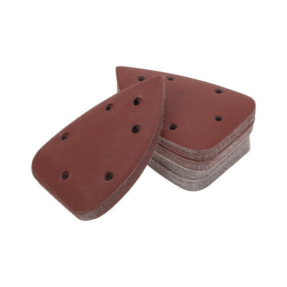 Unique Bargains Mouse Sander Sandpaper Mouse Hook and Loop Sander Pads 5.51Inch x 3.86Inch Red 50 Pcs P240 Triangular Backed with Velvet