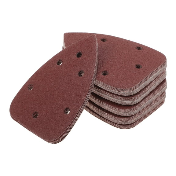 Unique Bargains Mouse Sander Sandpaper Mouse Hook and Loop Sander Pads 5.51Inch x 3.86Inch Red 50 Pcs P80 Triangular Backed with Velvet