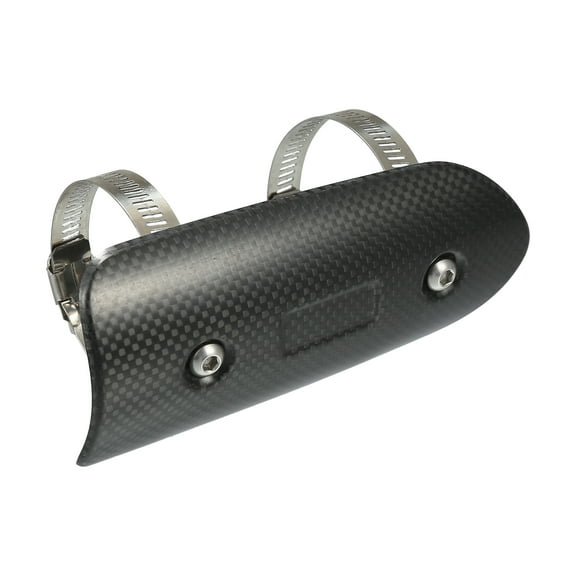 Unique Bargains Muffler Heat Guard with Clamp for Motorcycle Heat Insulation Carbon Fiber 145x62mm 1 Set Black