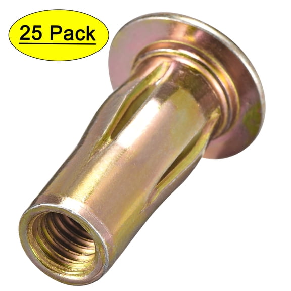 Unique Bargains Multi-Grip Rivet-Nut, M8 Pre-Bulbed Shank Carbon Steel Flat Head Threaded Insert Nut 25Pcs