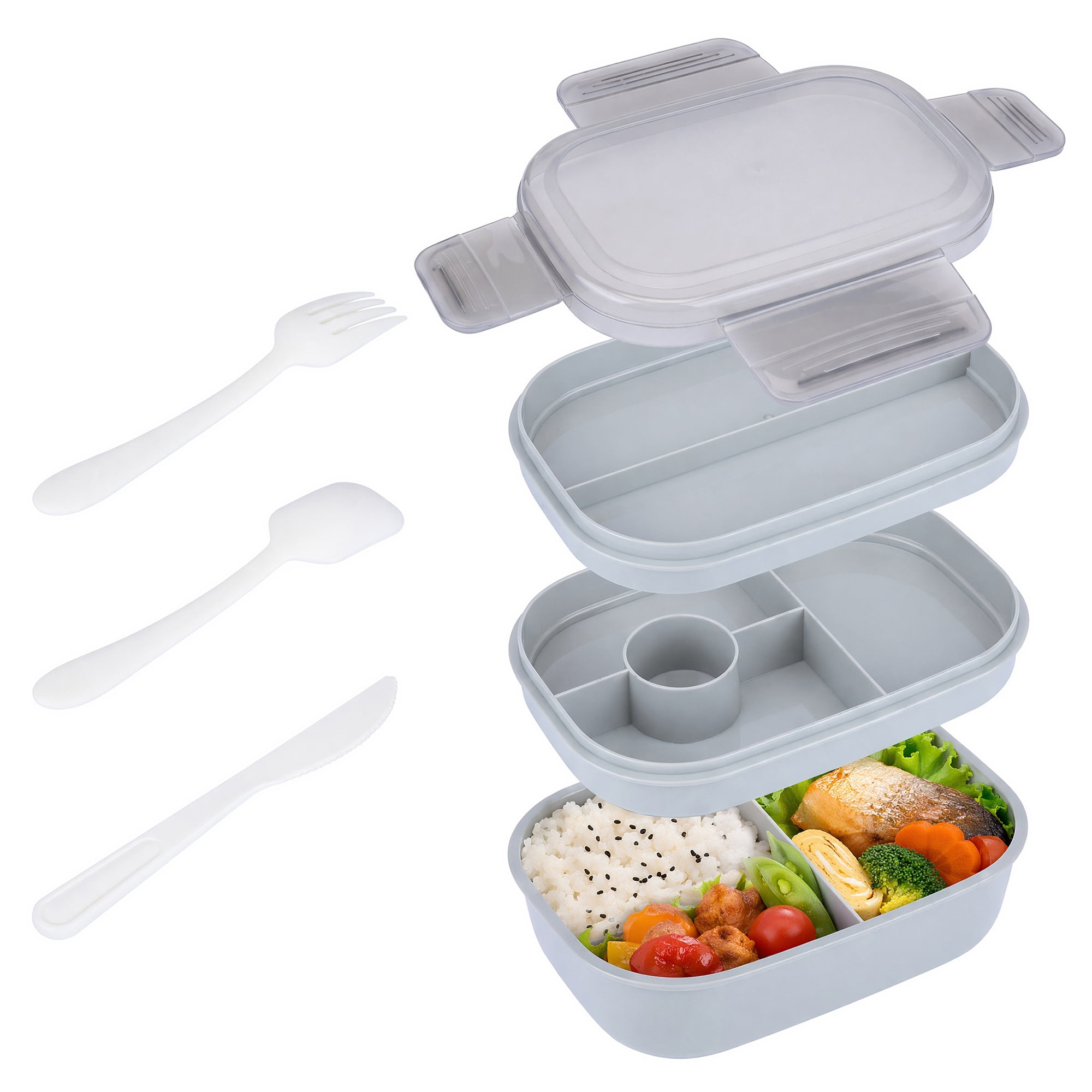 Unique Bargains Multi-Layer Leak-Proof Meal Lunch Bento Box Gray
