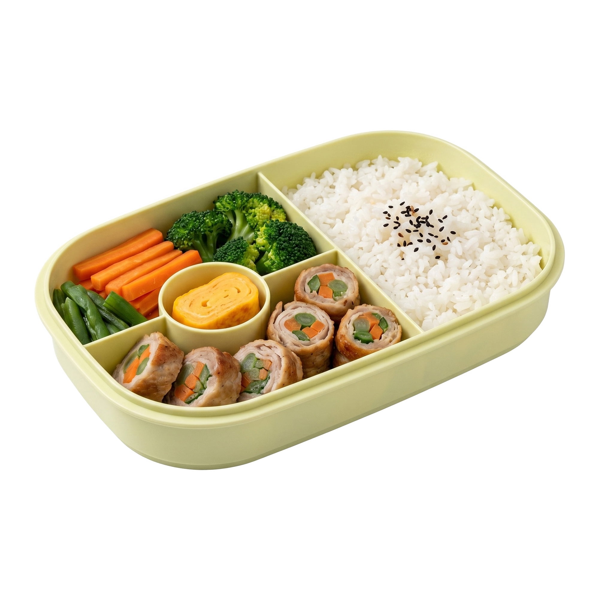 Unique Bargains Multi-Layer Leak-Proof Meal Lunch Bento Box Green & Yellow