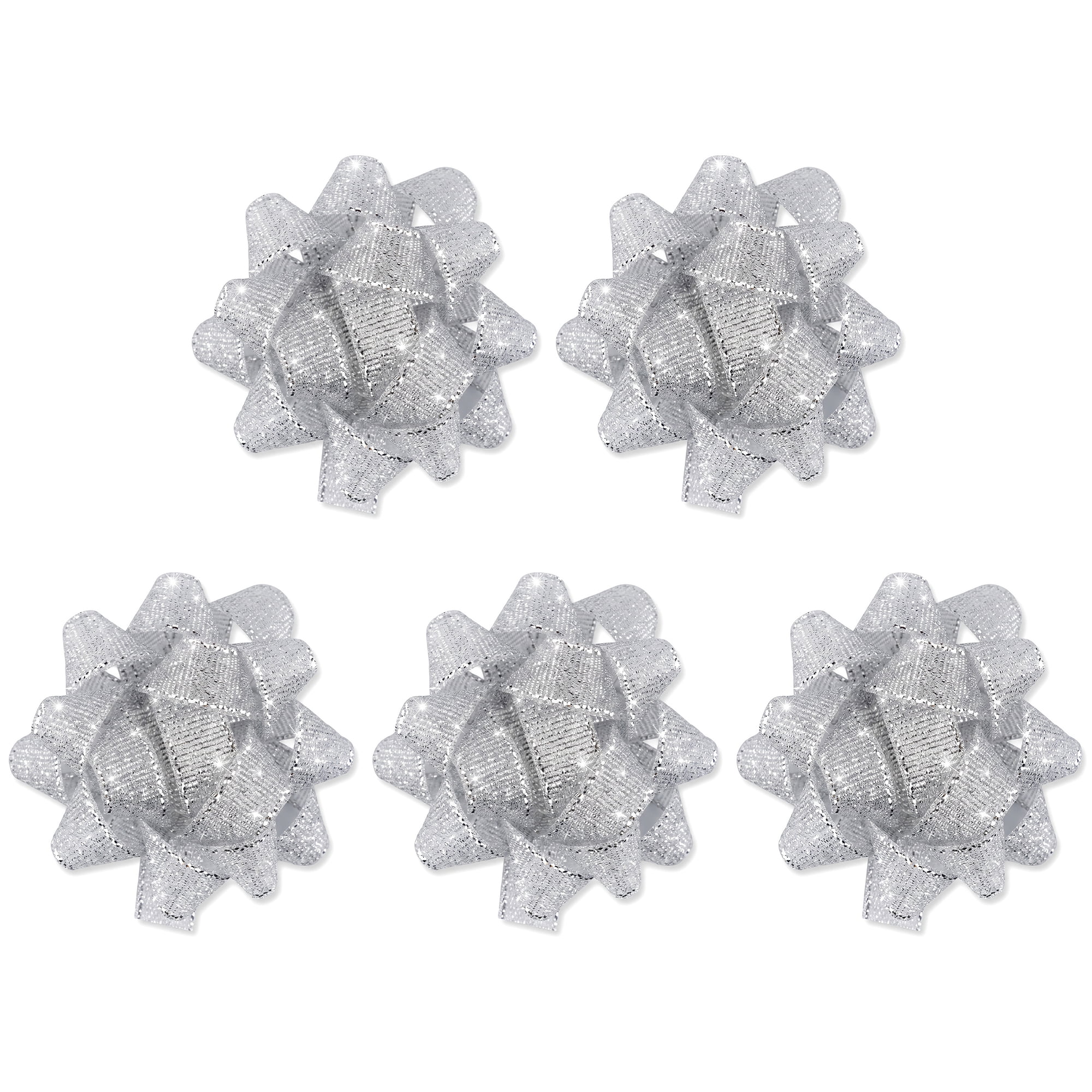Unique Bargains Multi-Layer Star Gift Bows for Holiday Gift Wrapping and Decoration Silver