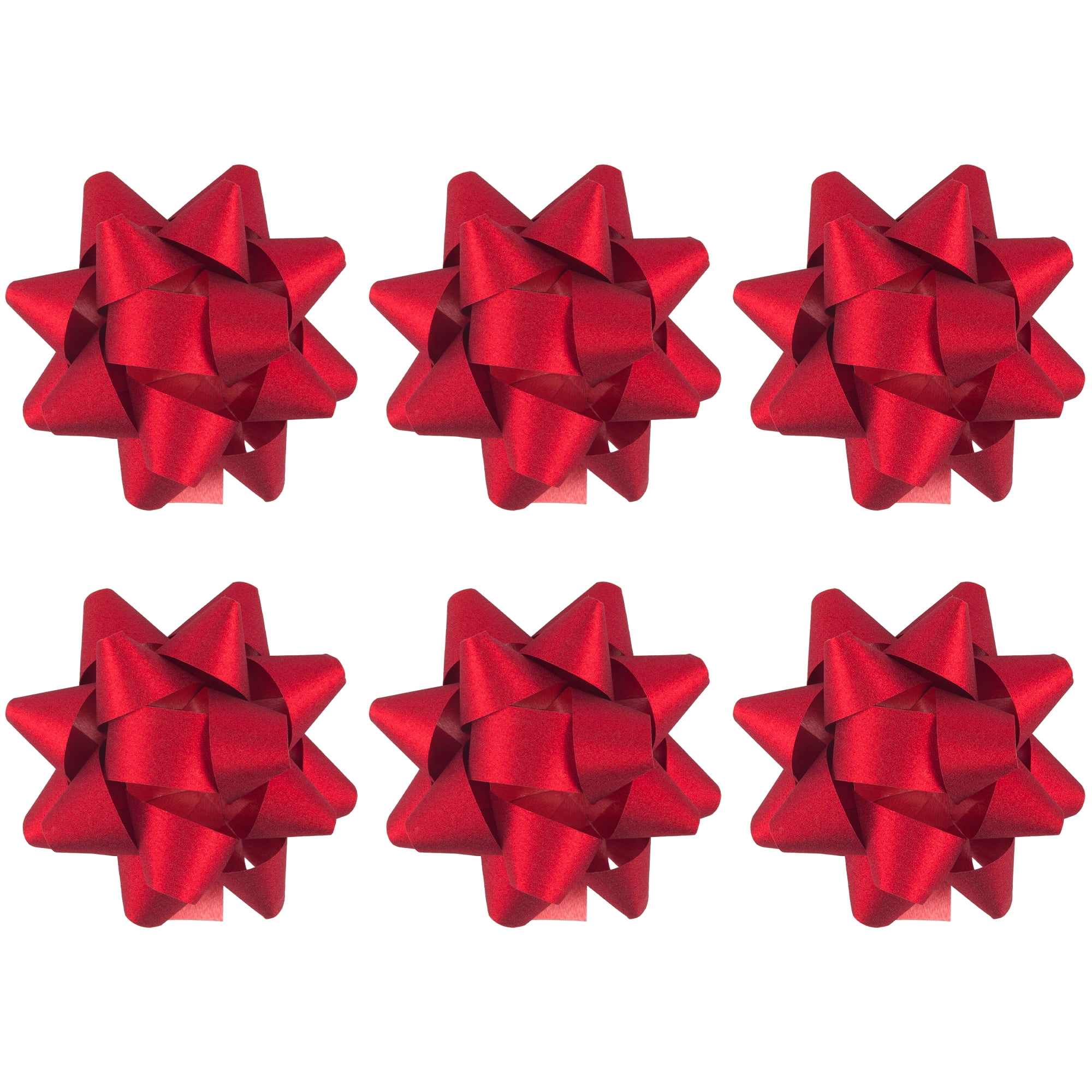 Unique Bargains Multi-Layered Holographic Star Bows for Gift Wrapping and Decoration Red