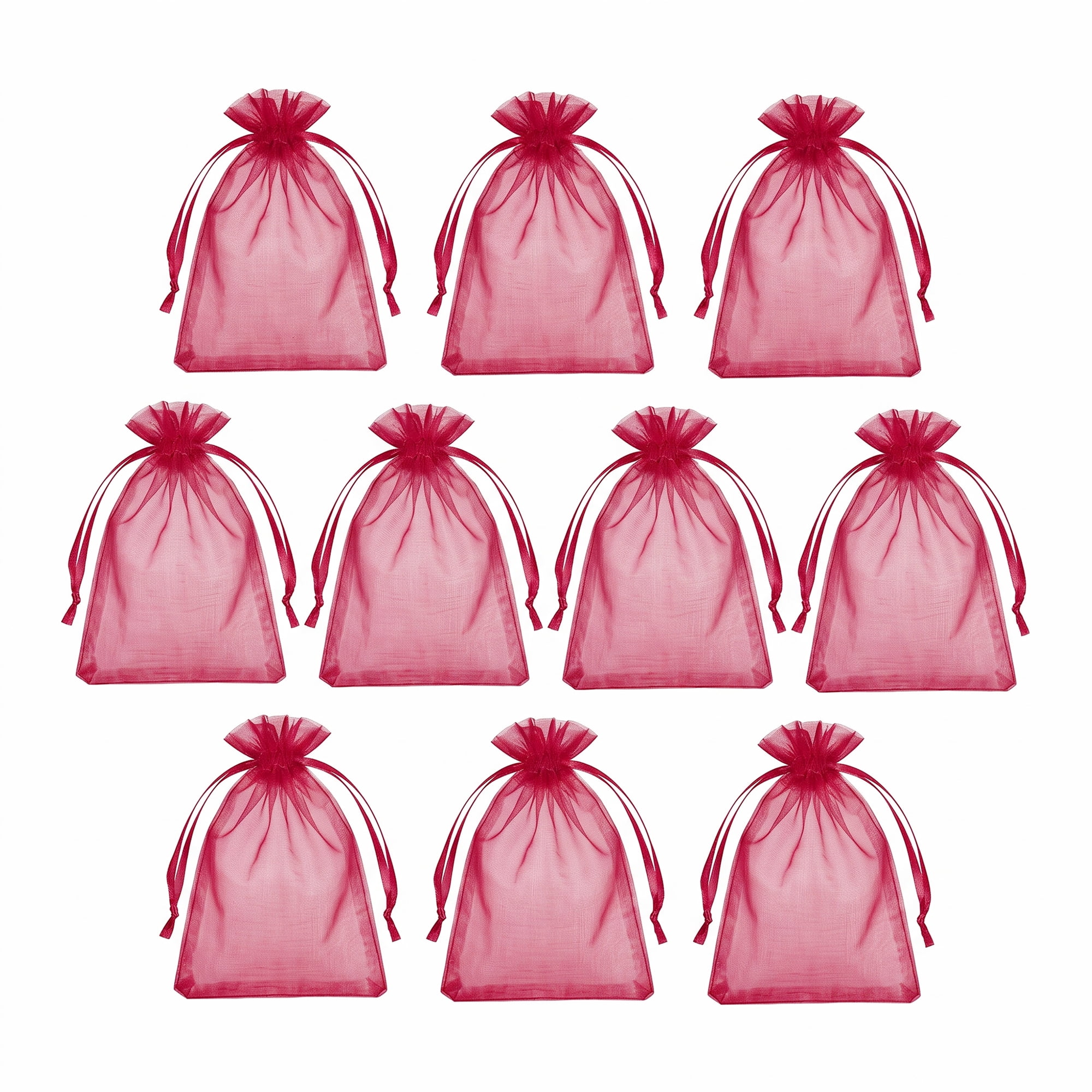 Unique Bargains Multi-Purpose Gift Bags with Handles for Events Wine Red 3.9" x 5.9"