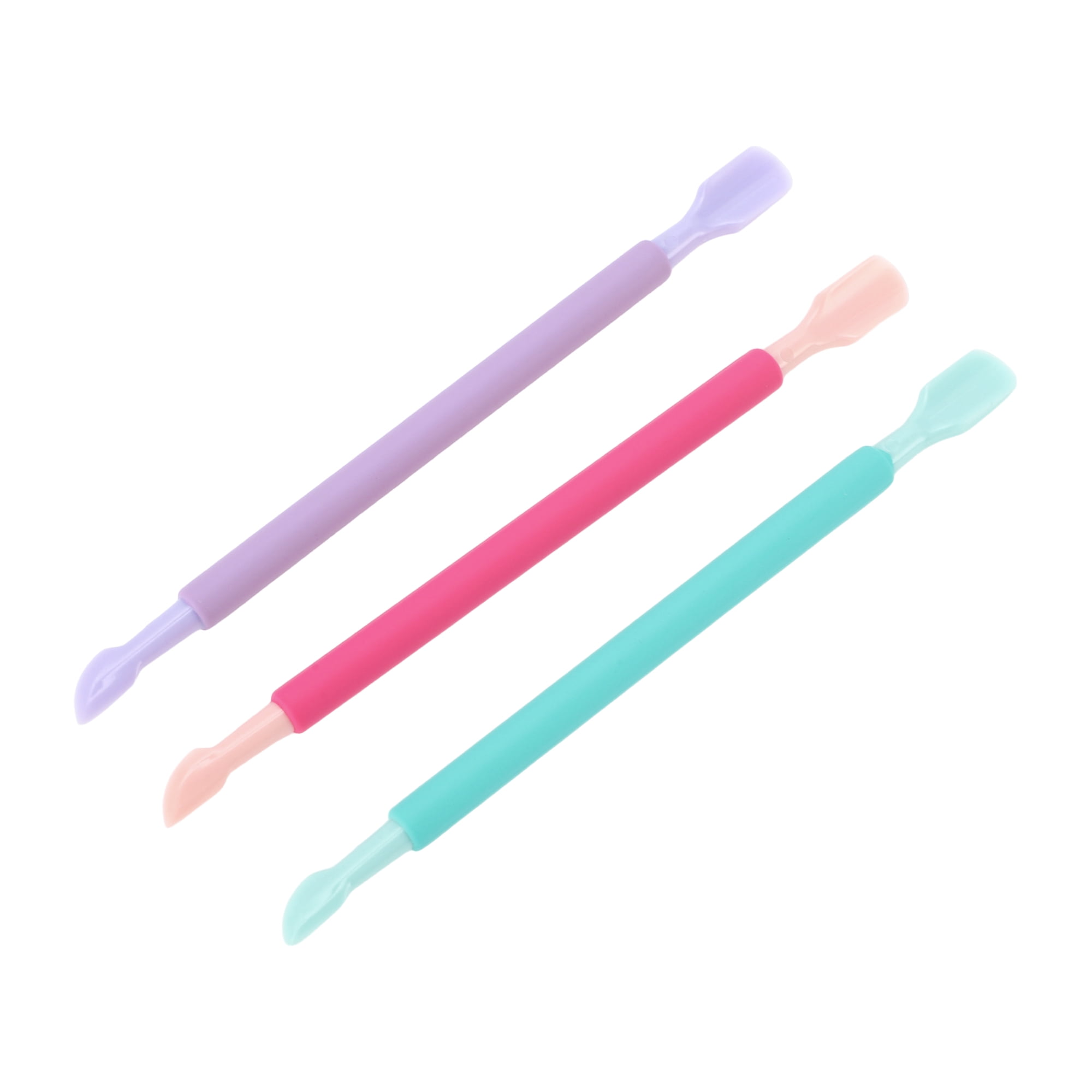 Unique Bargains Multi-function Anti-slip Cuticle Pusher 5.08" Rose Red Green Purple 3pcs