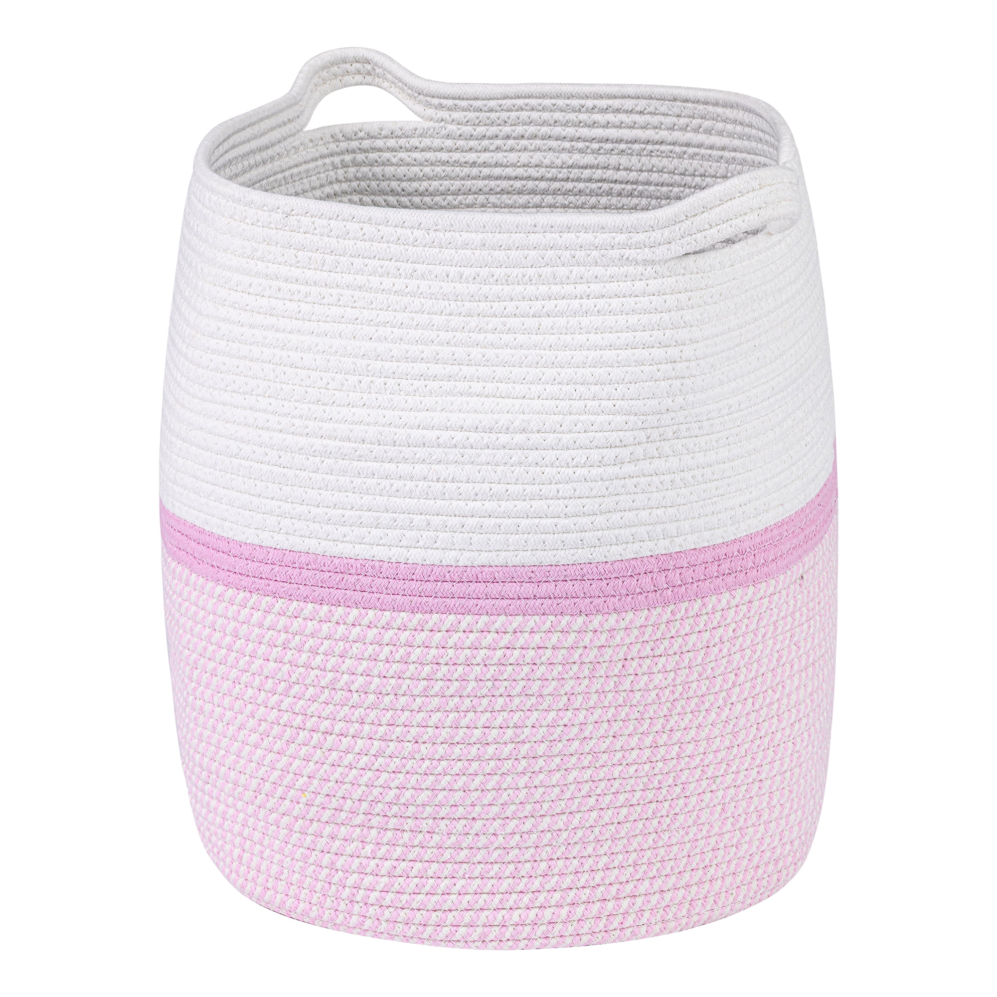 Unique Bargains Multiple Use Woven Shelf Closet Storage Bin White Pink 14*14*16.9in