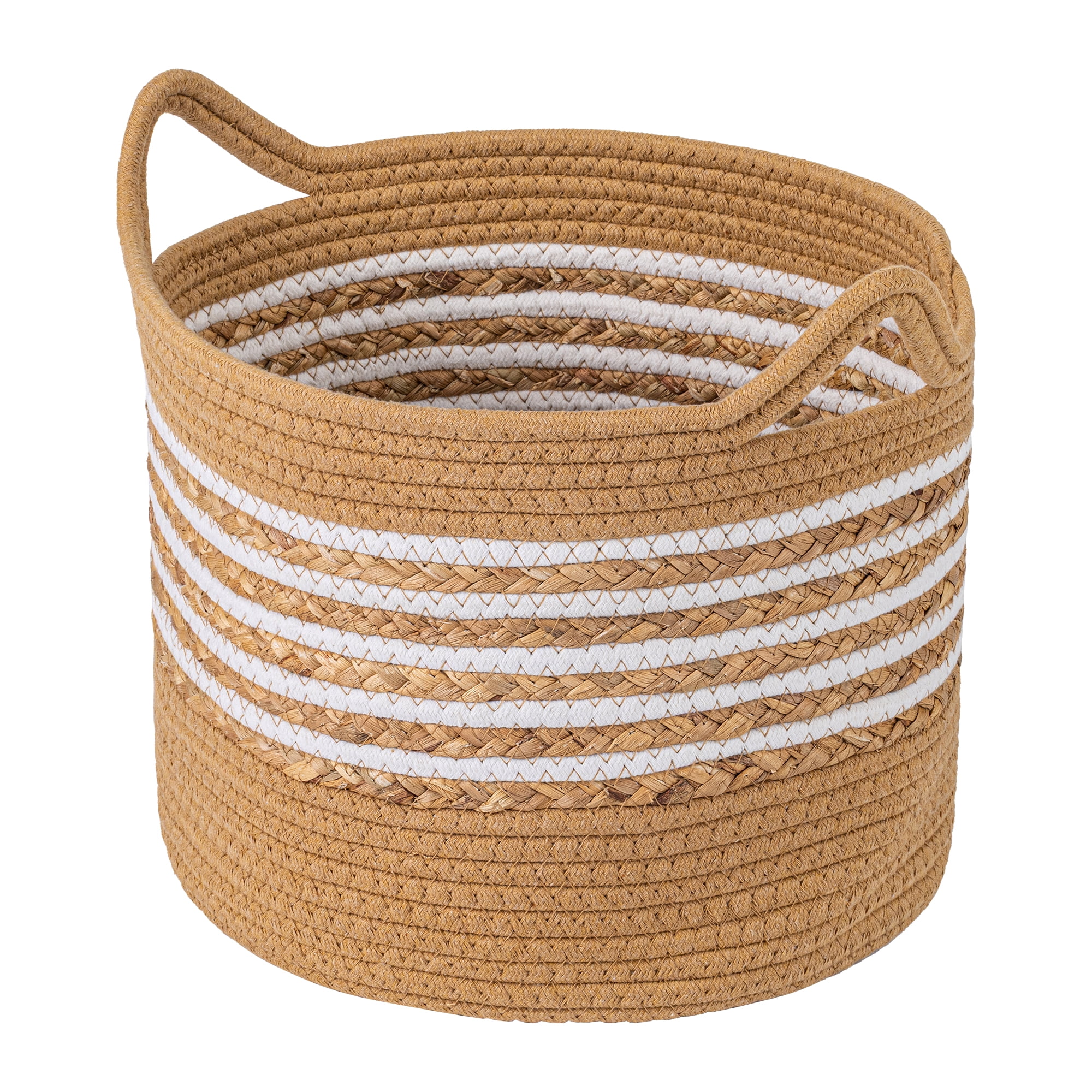 Unique Bargains Multiple Use Woven Storage Bin for Home Light Brown 11.8*11.8*9.4in