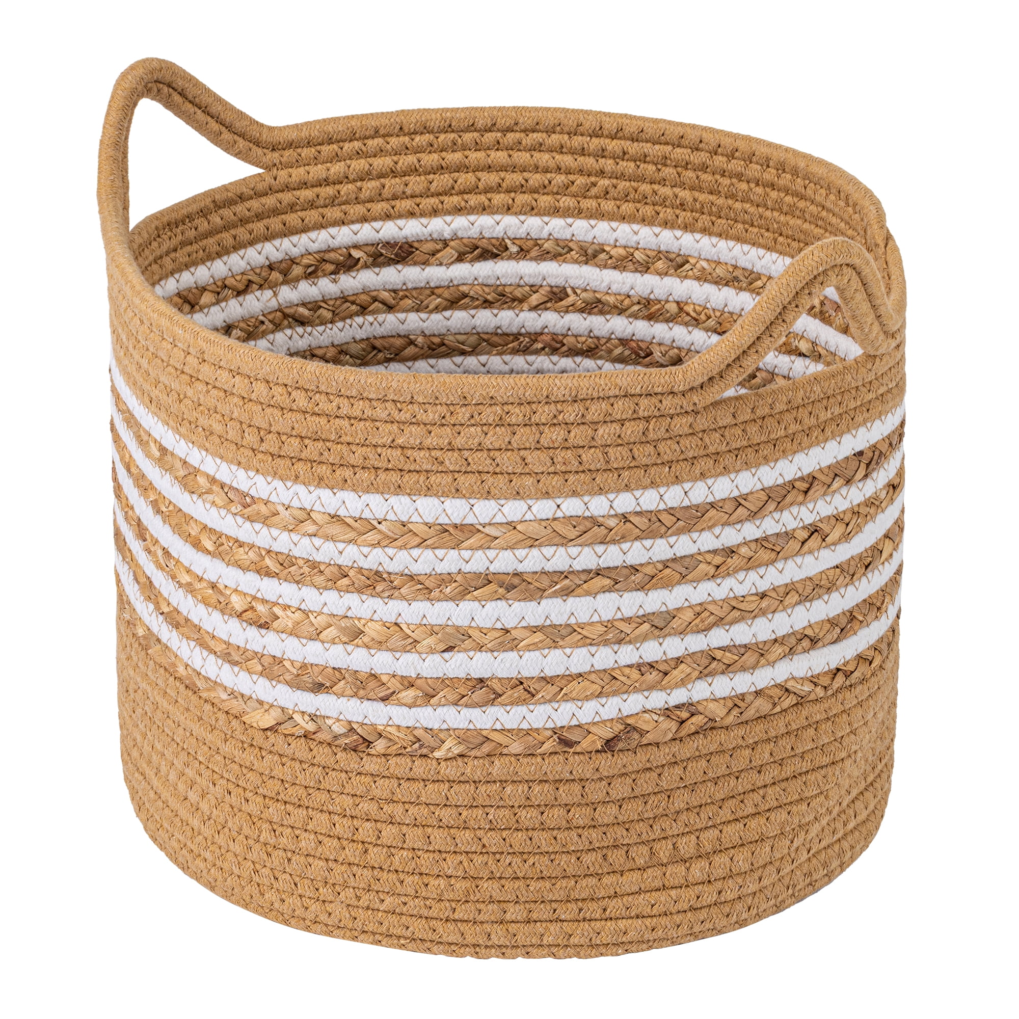 Unique Bargains Multiple Use Woven Storage Bin for Home Light Brown 13.8*13.8*10.6in