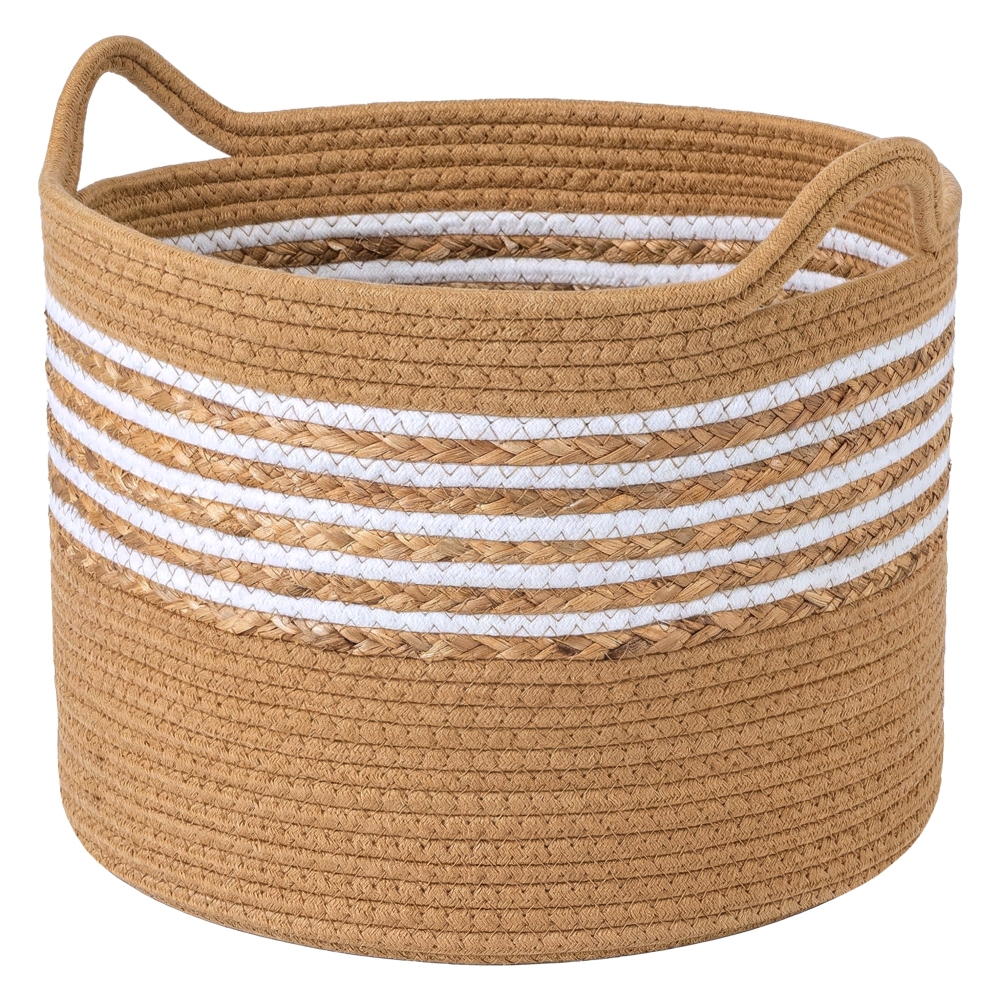 Unique Bargains Multiple Use Woven Storage Bin for Home Light Brown 15.7*15.7*11.8in
