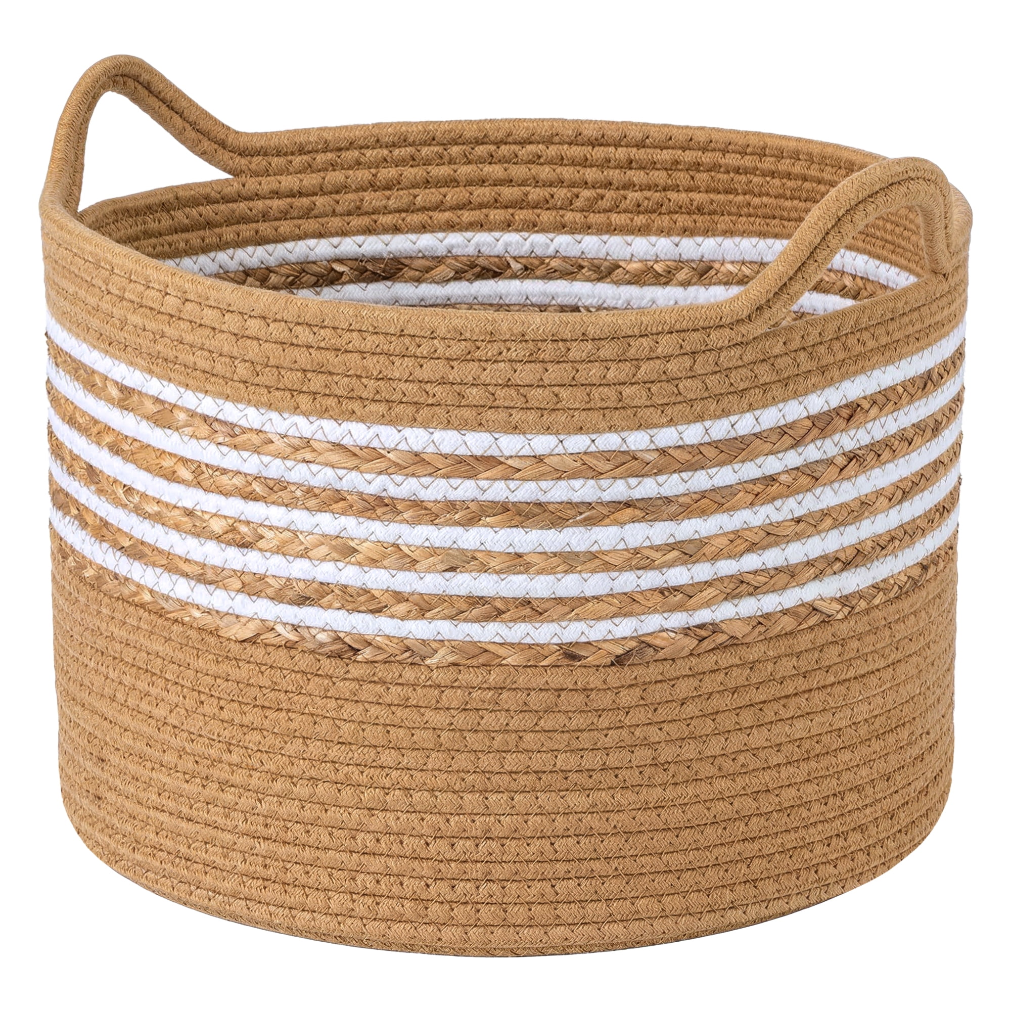 Unique Bargains Multiple Use Woven Storage Bin for Home Light Brown 17.7*17.7*12.6in