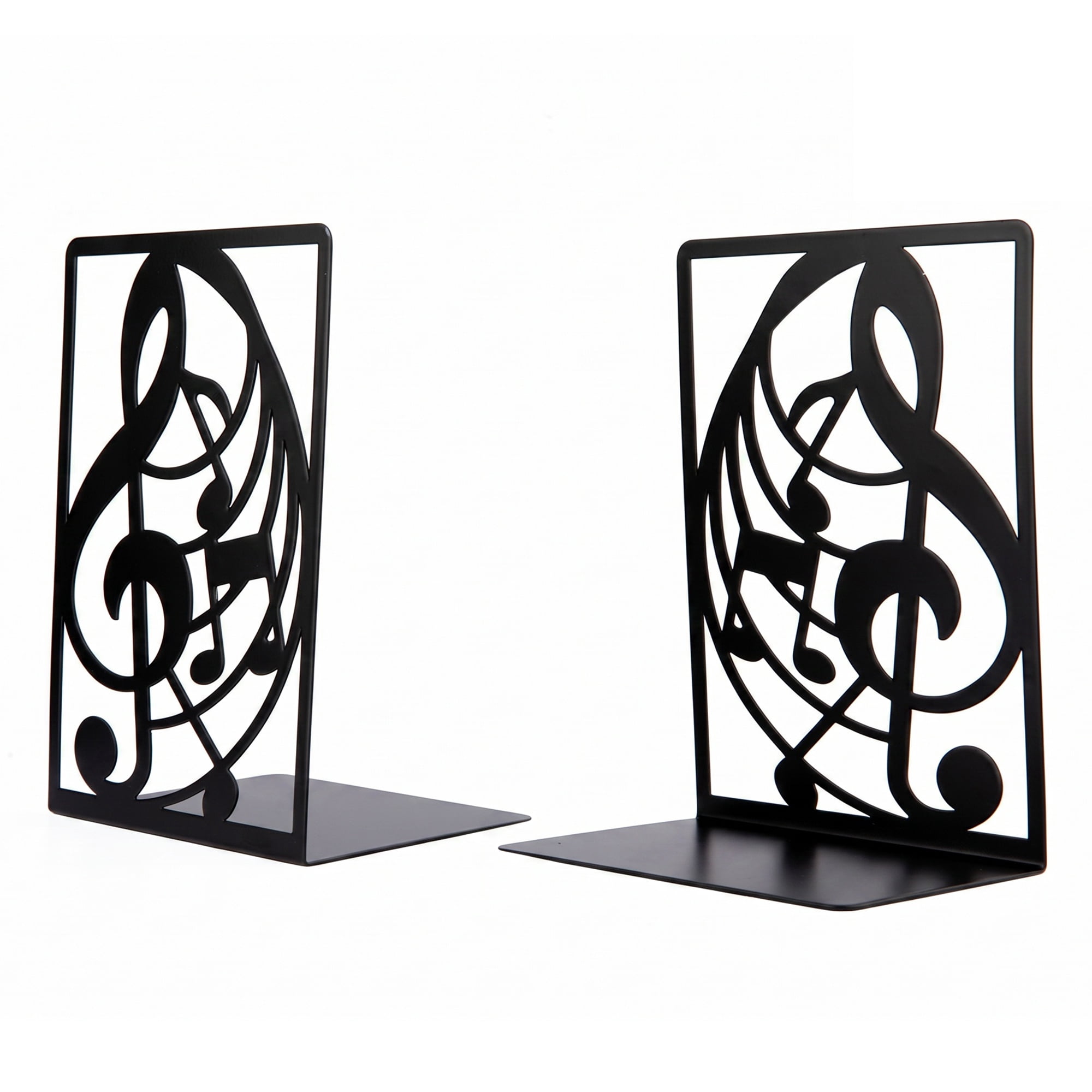 Unique Bargains Musical Note Metal Bookends Non-Skid for ShelvesStyle D 4.6"x3.5"x6.8"