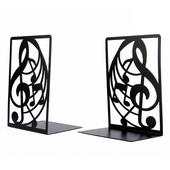 Unique Bargains Musical Note Metal Bookends Non-Skid for ShelvesStyle D 4.6"x3.5"x6.8"