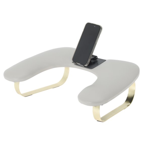 Unique Bargains Nail Arm Rest with 360° Rotating Phone Holder U Shaped Manicure Hand Rest Detachable Arm Rest for Nail Tech for Salons or Home Use Gray
