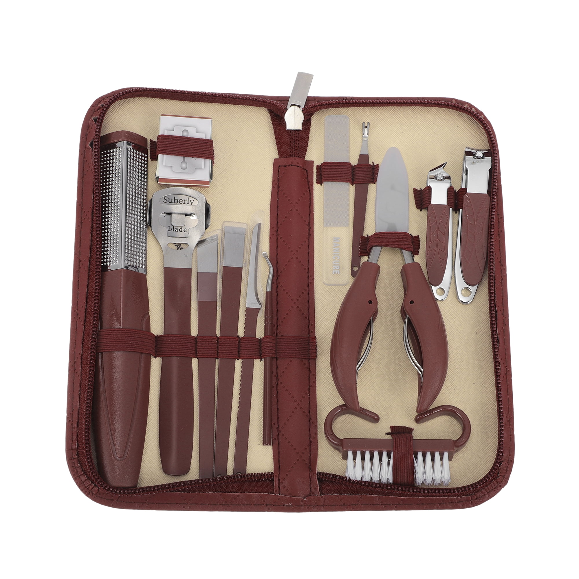 Unique Bargains Nail Clippers Set 13-piece Set Wine Red