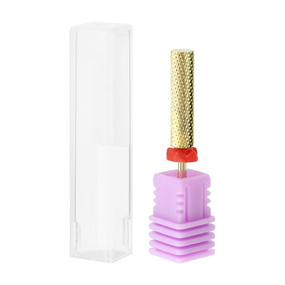 Unique Bargains Nail Drill Bits Resistant Tungsten Steel for Nail Polishing Peeling Gold Tone Red F Fine Teeth