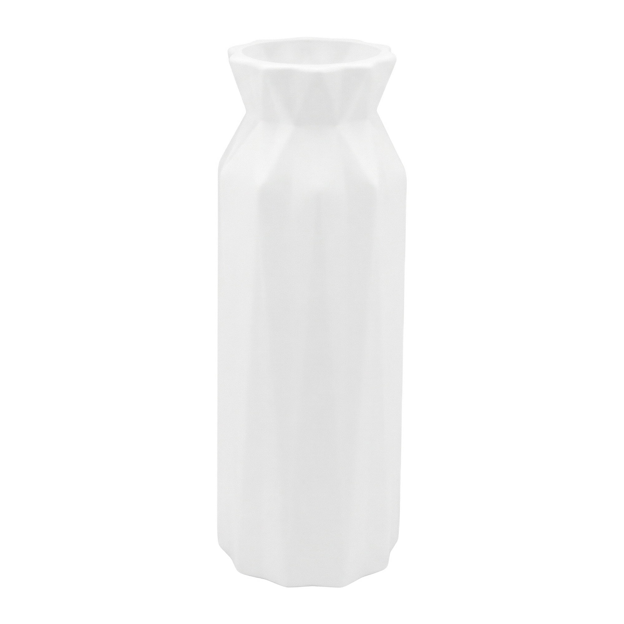 Unique Bargains Narrow Bud Vase for Single Stem Roses Plastic White 2.8"L x 2.8"W x 7.9"H
