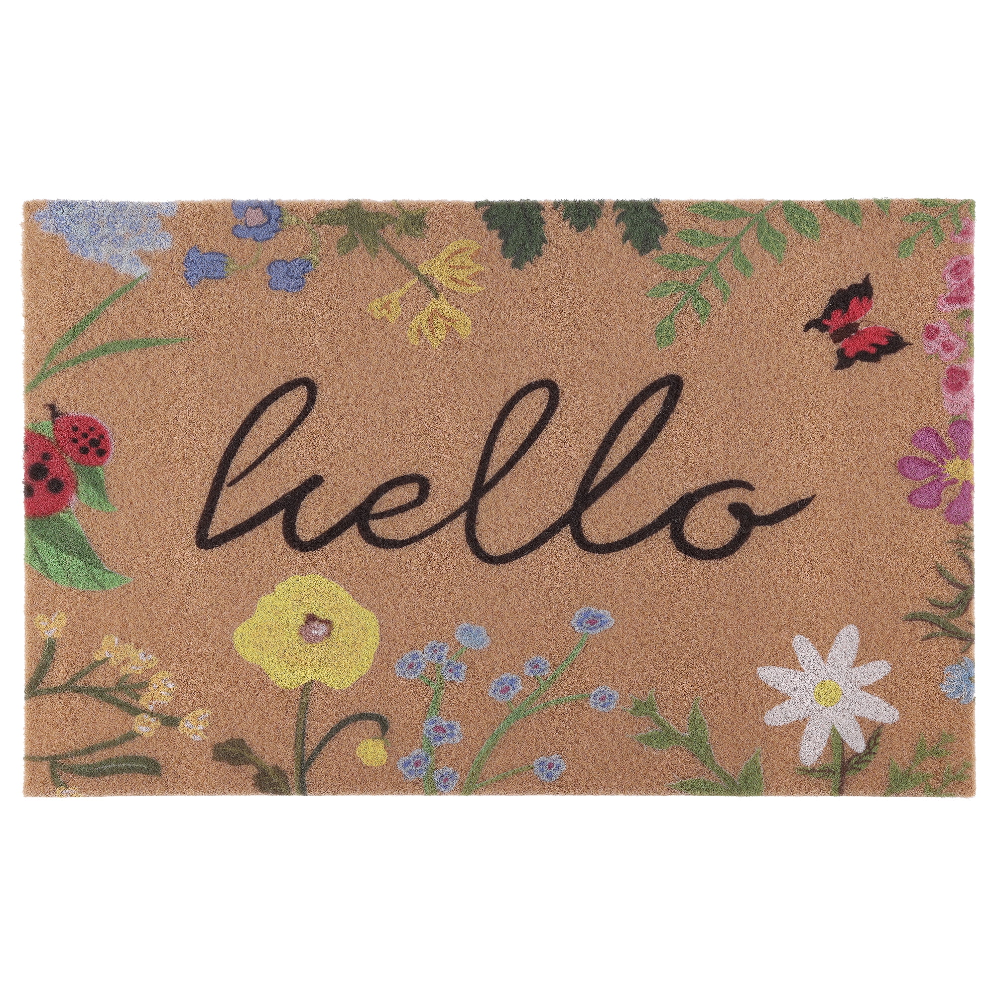 Unique Bargains Natural Coir Non-Slip Backing Waterproof Doormat Brown Leaf 32" x 20"