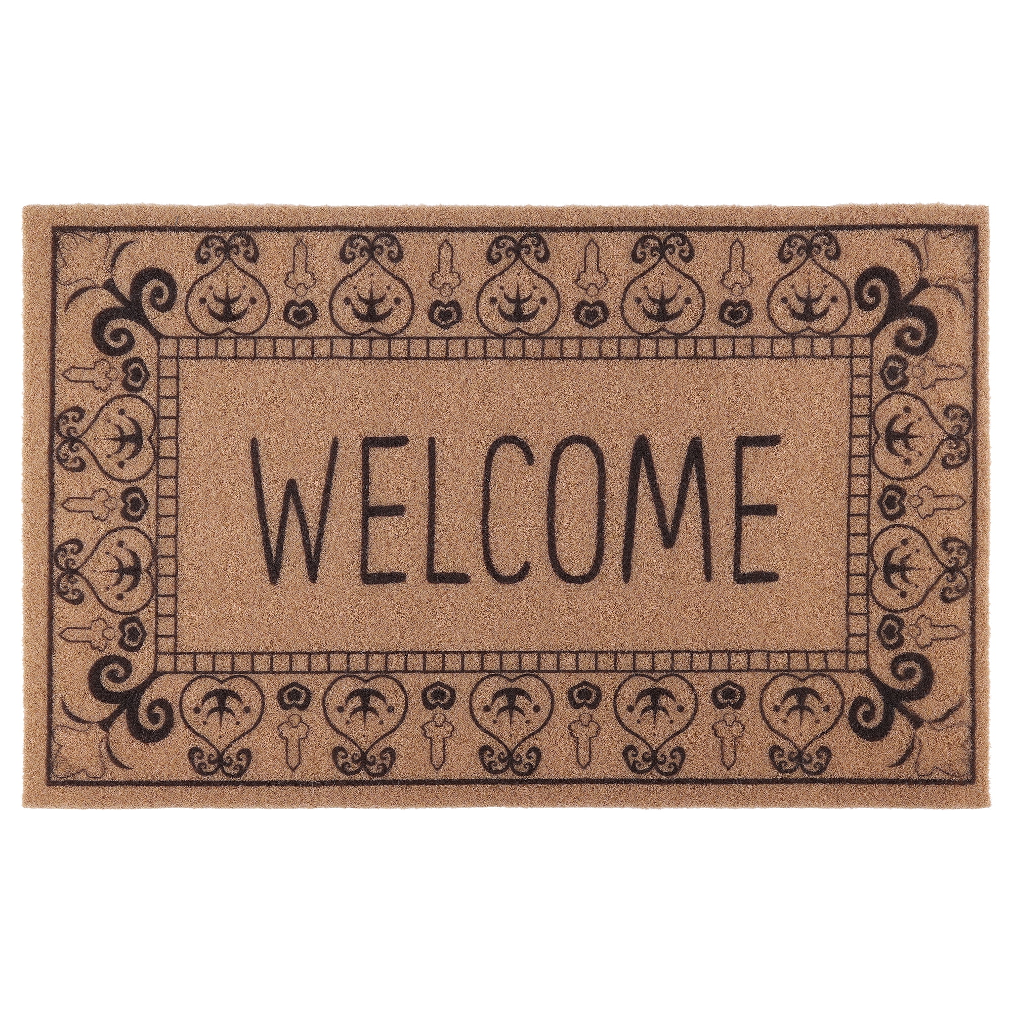 Unique Bargains Natural Coir Non-Slip Backing Waterproof Doormat Brown Letter 32" x 20"
