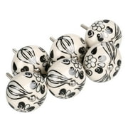 Vintage Shabby Chic Hand Painted Ceramic Cabinet Knobs Drawer Kitchen Dresser Pulls Handles Black tillandsia 6 Pack