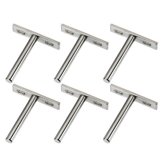 Unique Bargains Nickel Plating Floating Shelf Invisible Support Bracket Round Shank 2.75" x 0.55" x 3.11" 6 Pcs