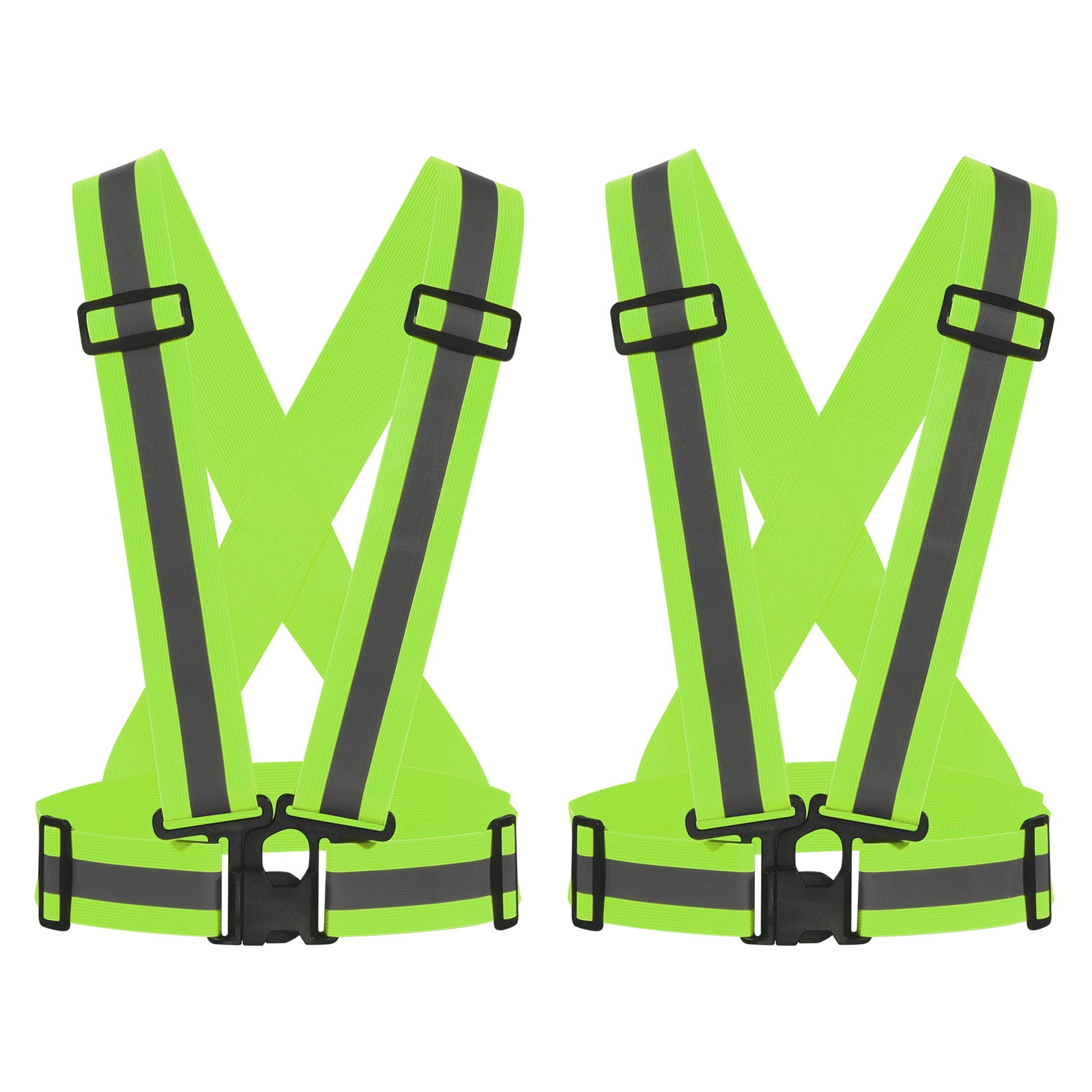 Unique Bargains Night Caution Adjustable Long Distance Visibility Vest Light Green 2"