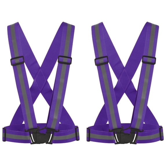 Unique Bargains Night Caution Adjustable Long Distance Visibility Vest Purple 1.5"