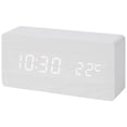 thumbnail image 1 of Unique Bargains Night Mode Wood Grain Design LED Alarm Clock White 5.6"L x 1.6"W x 3.0"H, 1 of 6