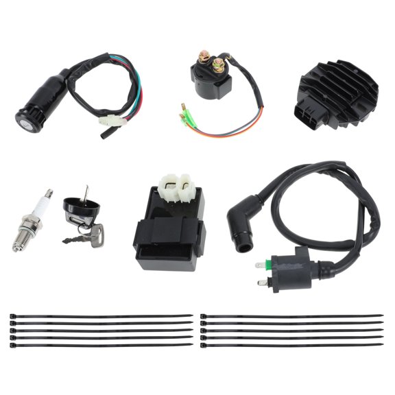 Unique Bargains No.30410-HN6-000 CDI Box Ignition Coil Kit for Honda Recon 250 1997-2000 Ignition Coil Kit 31600-HM8-B00 with Voltage Rectifier Regulator Starter Solenoid Relay Spark Plug