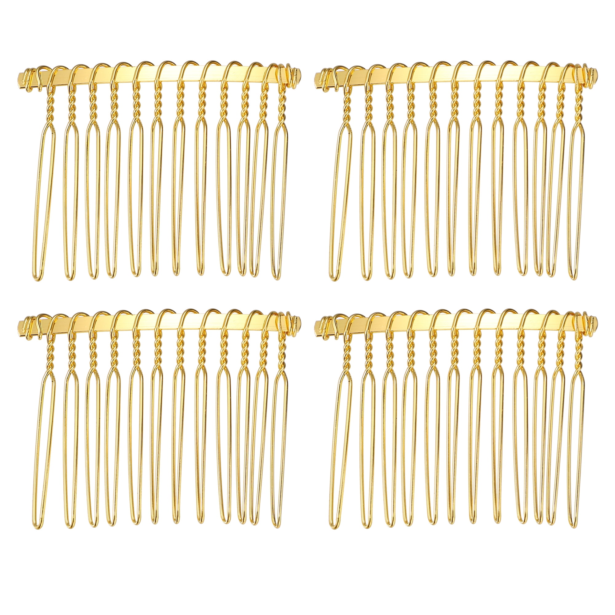 Unique Bargains No Slip Hair Side Combs Accessories 4 Pcs Metal Gold Tone