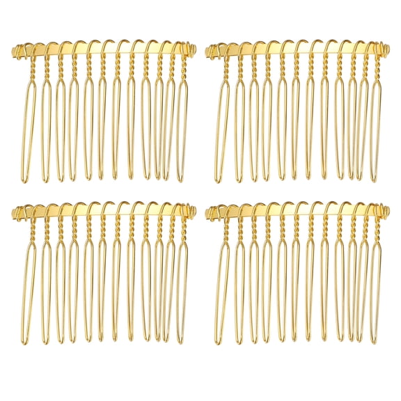 Unique Bargains No Slip Hair Side Combs Accessories 4 Pcs Metal Gold Tone