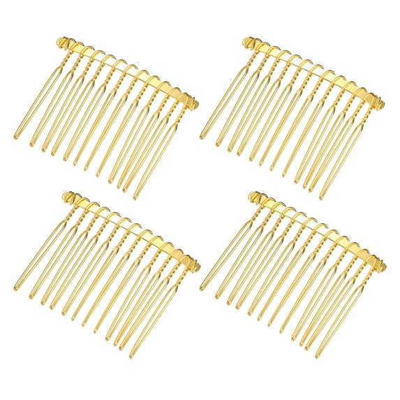 Unique Bargains No Slip Hair Side Combs Accessories Metal 2" Gold