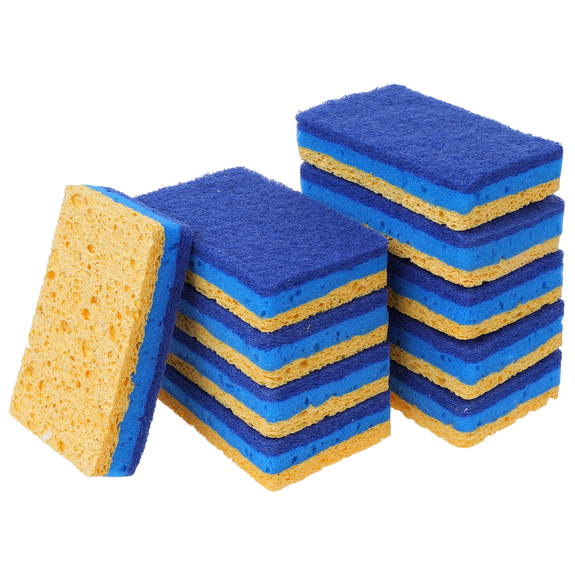 Unique Bargains Non-Scratch Scrub Dish Sponges Dual Sided Cleaning Sponges Blue 10 Pcs