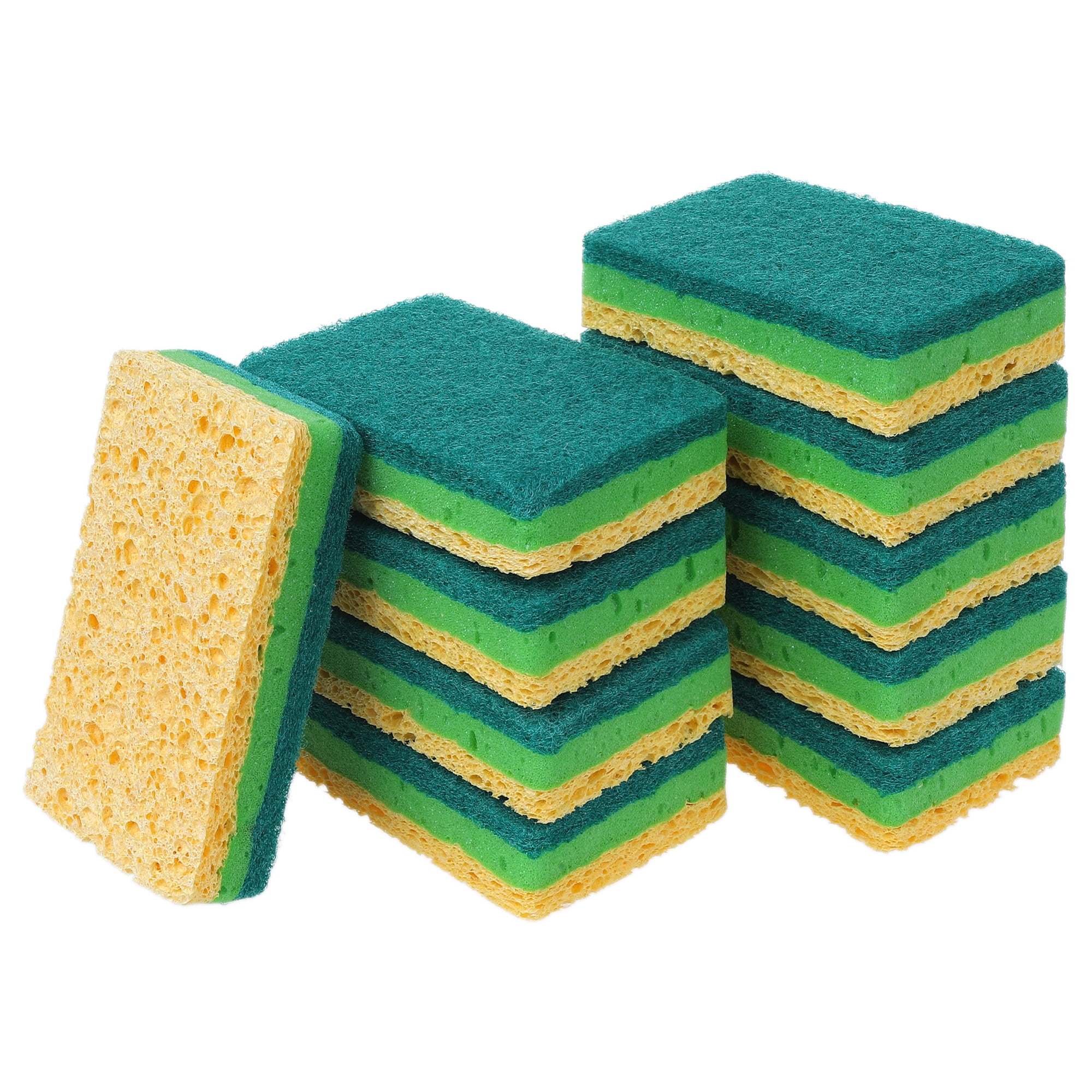 Unique Bargains Non-Scratch Scrub Dish Sponges Dual Sided Cleaning Sponges Green 10 Pcs
