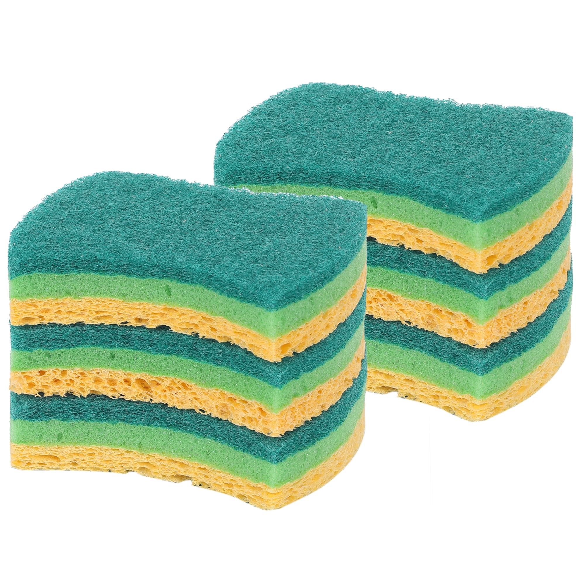 Unique Bargains Non-Scratch Scrub Sponges Cleaning Sponges for Kitchen Dishes Green 6 Pcs