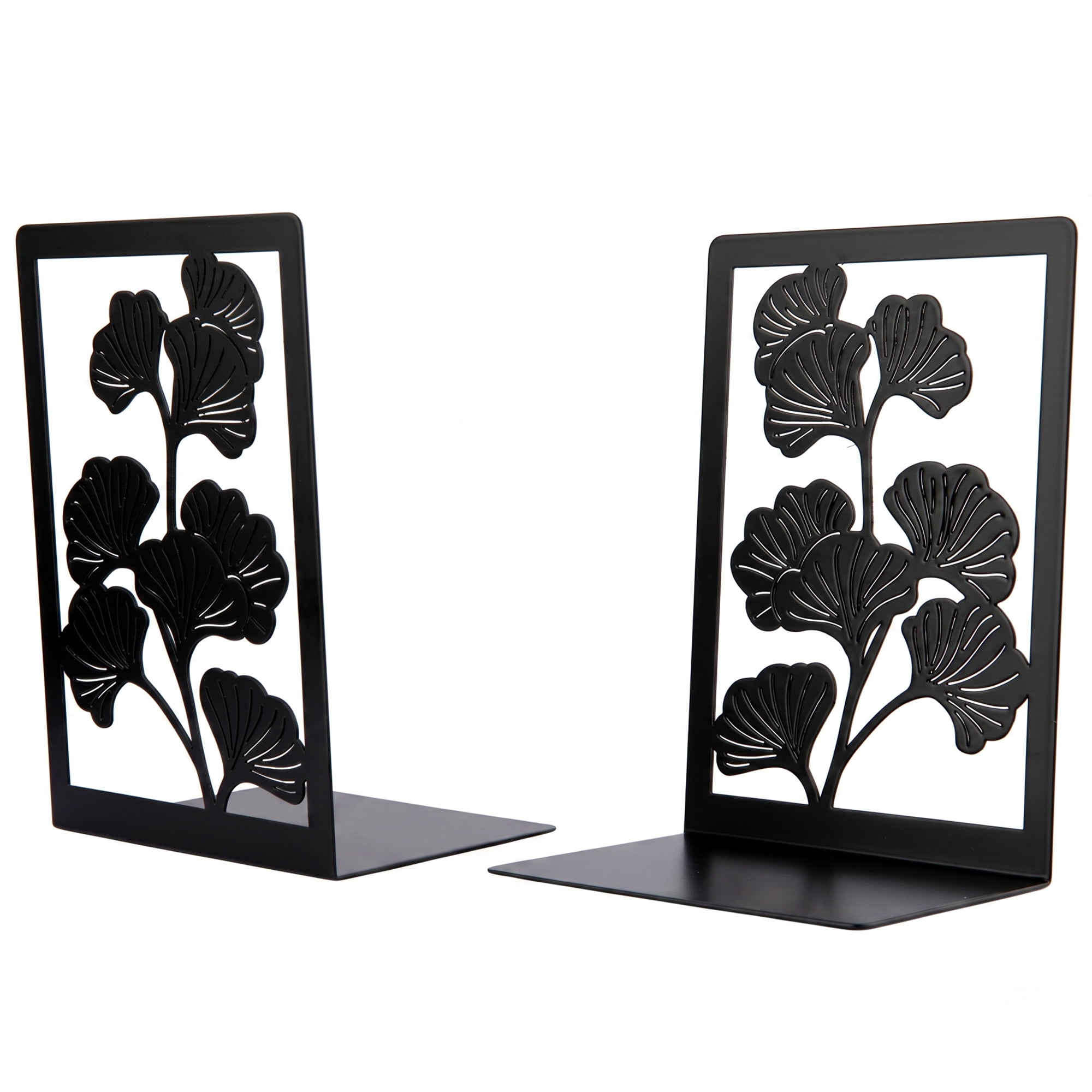 Unique Bargains Decorative Non-Skid Hollow-out Metal Bookends for Home Black  Style A 4.7"x3.5"x7"